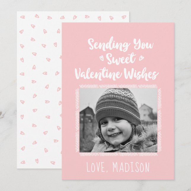 Sweet Valentine wünscht Valentinstag Foto-Karte (Vorne/Hinten)