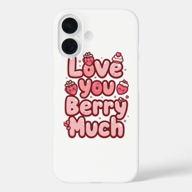 Sweet Valentine's Day Fruit and Cupcake Quote iPhone 16 Hülle (Rückseite)