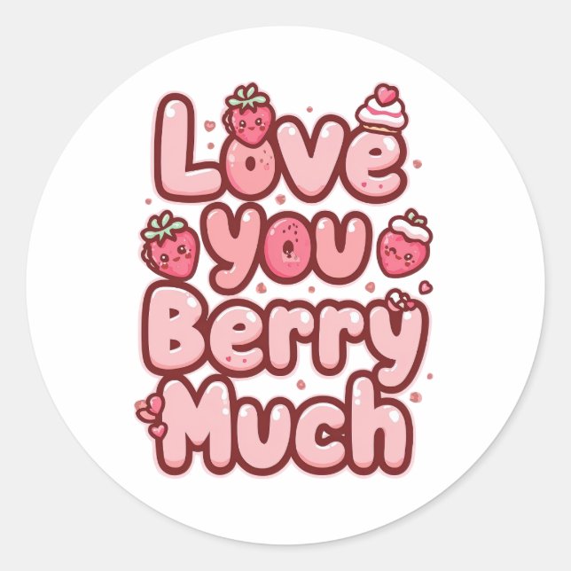 Sweet Valentine's Day Fruit and Cupcake Quote Runder Aufkleber (Vorderseite)
