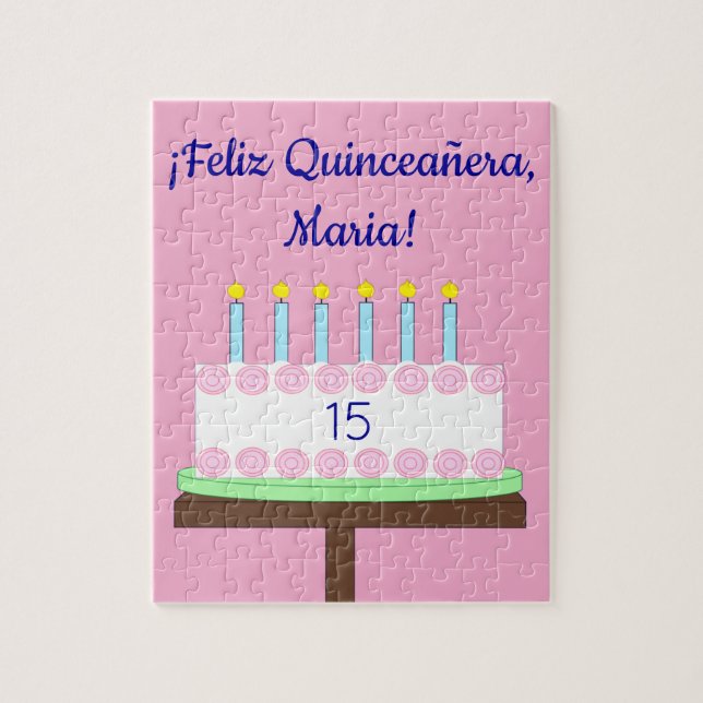 Sweet, Vanilla Quinceañera Cake- Spanish: Pink (Vertikal)