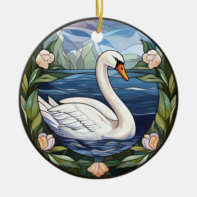 Sweet verkettetes Glas Schwimmschwan Keramik Ornament (Vorne)