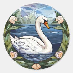 Sweet verkettetes Glas Schwimmschwan Runder Aufkleber