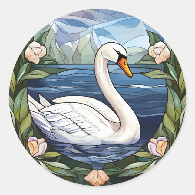 Sweet verkettetes Glas Schwimmschwan Runder Aufkleber (Vorderseite)