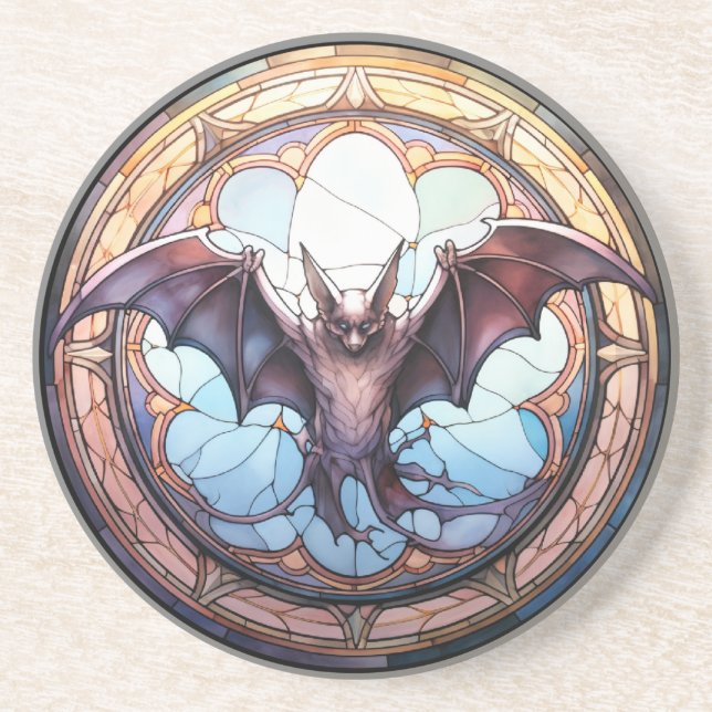 Sweet verklebtes Glas Spooky Flying Bat Getränkeuntersetzer (Vorne)
