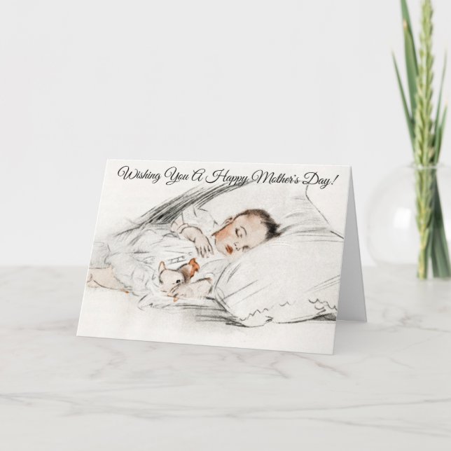 Sweet Vintag Baby Sleeping Karte (Vorderseite)