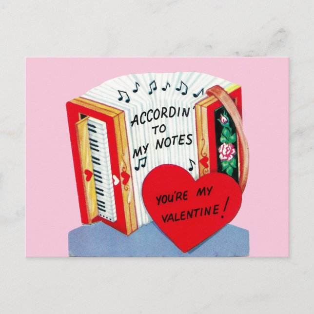 Sweet Vintag Musical Valentine's Day Liebe Card Postkarte (Vorderseite)