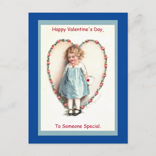 Sweet Vintag Valentine Girl Image auf Postkarte (Vorderseite)