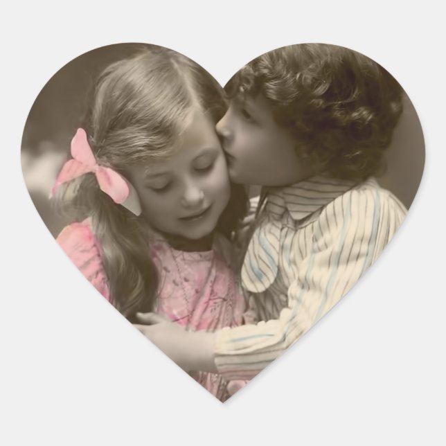 Sweet Vintag Valentine Herz-Aufkleber (Vorderseite)