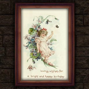 Sweet Vintage 1908 Floral Girl Birthday Poster