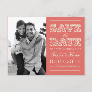 Sweet Vintage Wedding - Korallen Ankündigungspostkarte