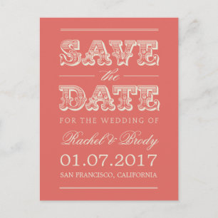 Sweet Vintage Wedding - Korallen Ankündigungspostkarte