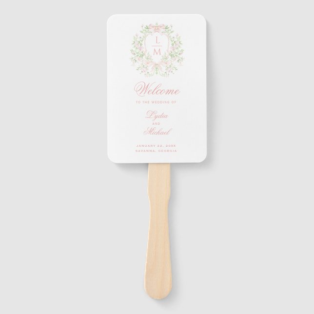 Sweet Wappen Monogram Wedding Program Fächer (Vorderseite)