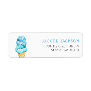Sweet Watercolor Blue Ice Creme Rücksendeadresse