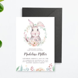 Sweet Watercolor Bunny Baby Dusche Einladung