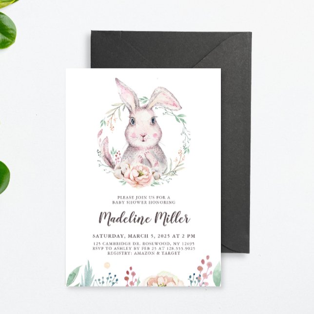 Sweet Watercolor Bunny Baby Dusche Einladung (Von Creator hochgeladen)