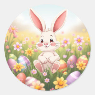 Sweet Watercolor Cartoon Ostersonne Runder Aufkleber