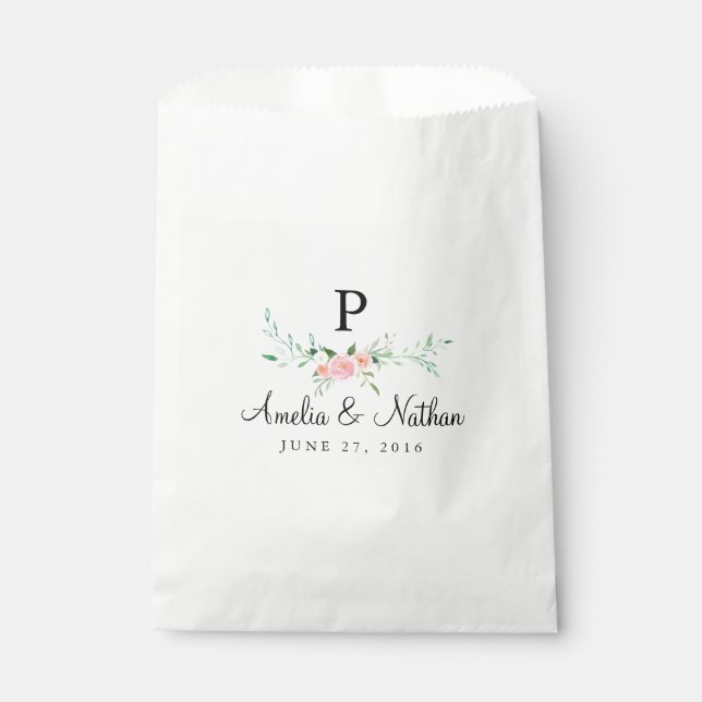Sweet Watercolor Floral Pink Gefallen Taschen Geschenktütchen (Vorderseite)