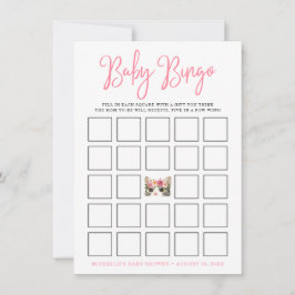 Sweet Watercolor Kitty Baby Shower Bingo Card
