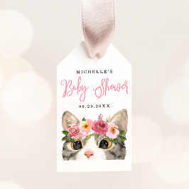Sweet Watercolor Kitty Girl Babydusche Geschenkanhänger
