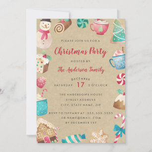 Sweet Watercolor Noël Fête Invitation