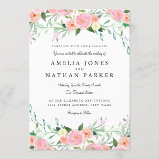 Sweet Watercolor Pink Peach Wedding Einladung