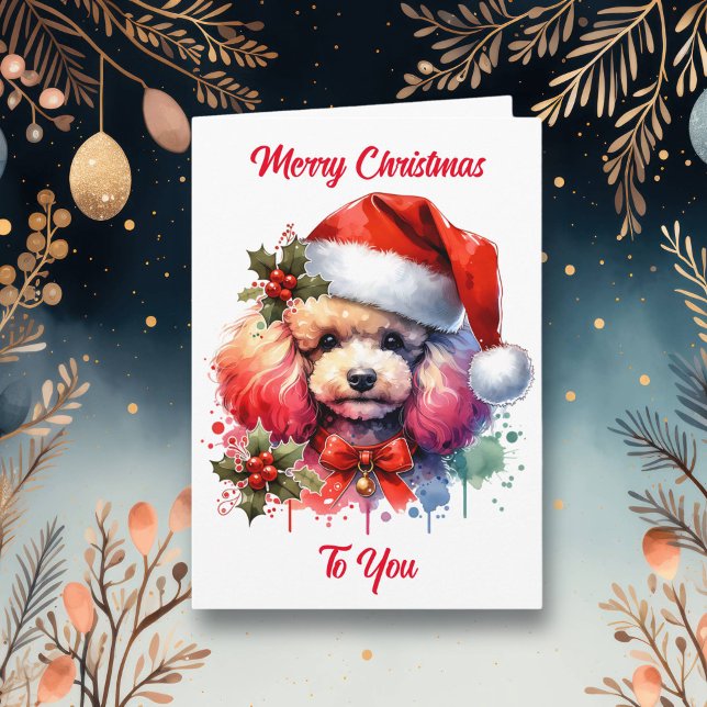 Sweet Watercolor Poodle und Weihnachtsgrüße Karte (Von Creator hochgeladen)