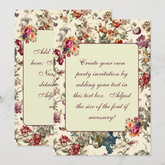 Sweet Watercolor Summer Floral Einladung Template (Vorne/Hinten)
