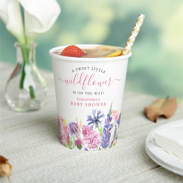 Sweet Watercolor Wildblume Babydusche Pappbecher (In Situ)