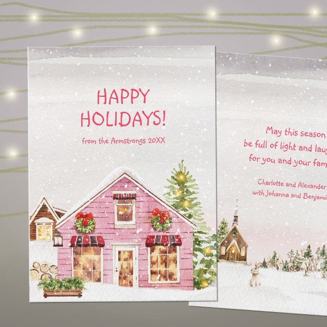 Sweet Watercolor Winter Wonderland Feiertagskarte (Sweet Watercolor Winter Wonderland Holiday Card ©Susanne Sachers - Sunny Mind Design 🌞)