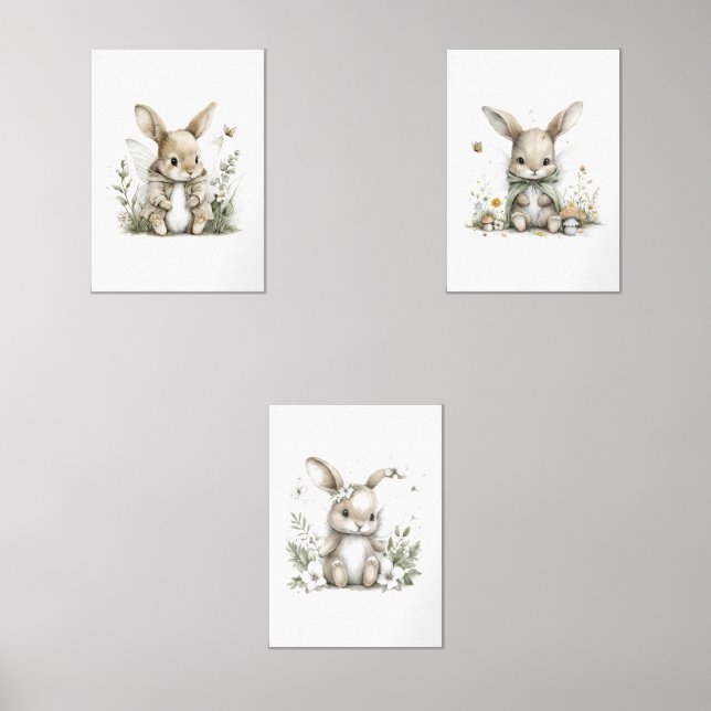 Sweet watercolour fairy bunny illustration (Recto)