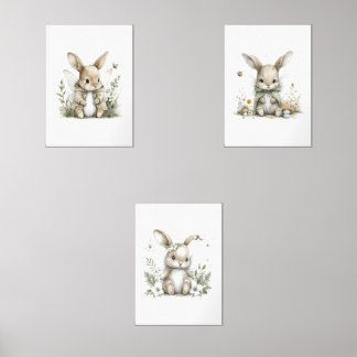 Sweet watercolour fairy bunny illustration bilderwand sets