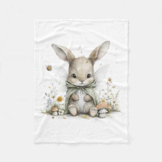 Sweet watercolour fairy bunny illustration fleecedecke