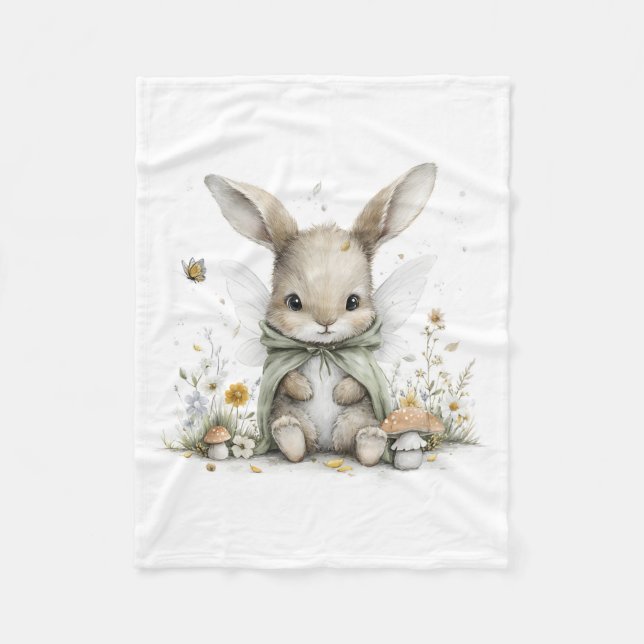 Sweet watercolour fairy bunny illustration fleecedecke (Vorderseite)