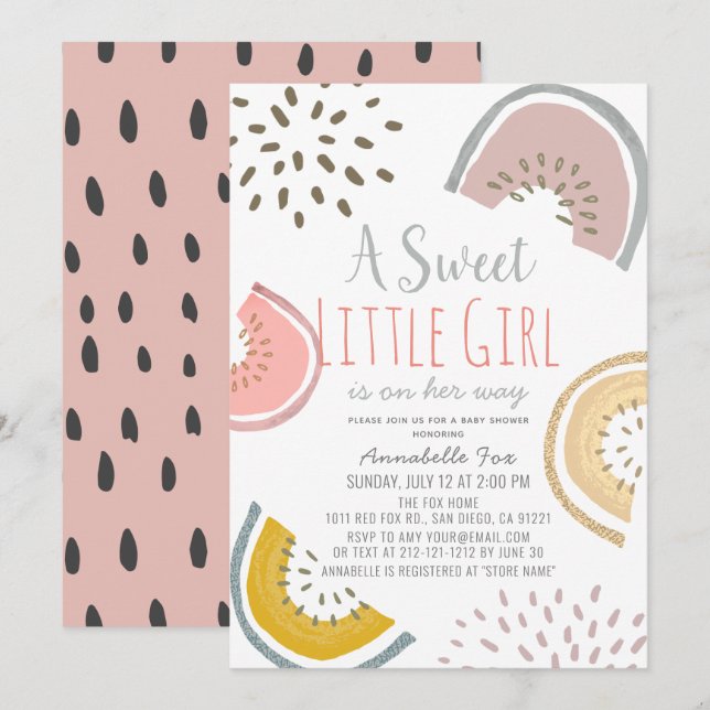 Sweet Watermelon Boho Baby Shower Einladung (Vorne/Hinten)