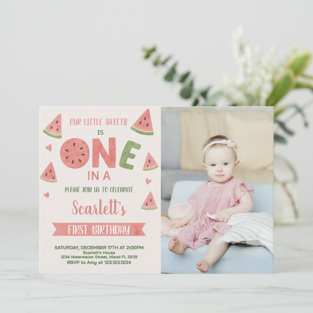 Sweet Watermelon Geburtstag Einladung für Kinder (Stehend Vorderseite)
