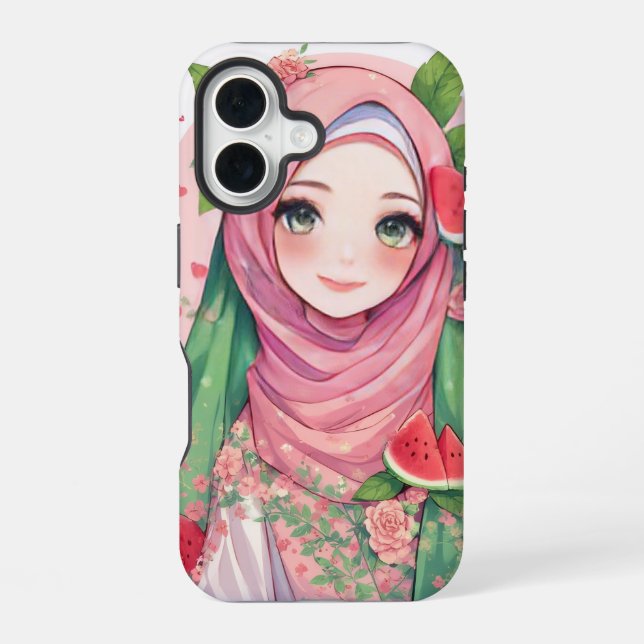 Sweet Watermelon Girl - Niedliches Anime iPhone 15 iPhone 16 Hülle (Rückseite)