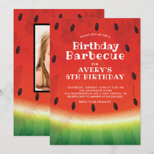 Sweet Watermelon PHOTO Anniversaire Invitation