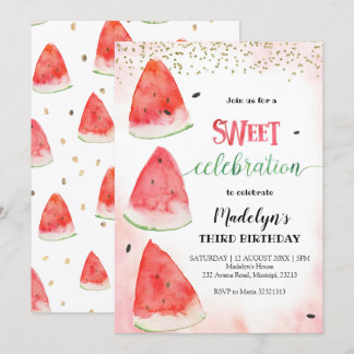 Sweet Watermelon Sommer Geburtstag Einladung