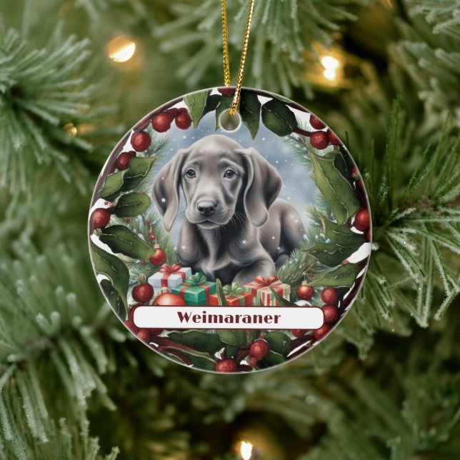 Sweet Weimaraner Puppy Custom Christmas Keramik Ornament (Baum)