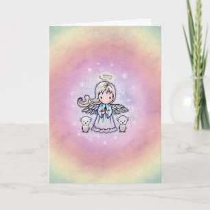 Sweet Whimsical Angel Polar Bears Weihnachtskarte Feiertagskarte