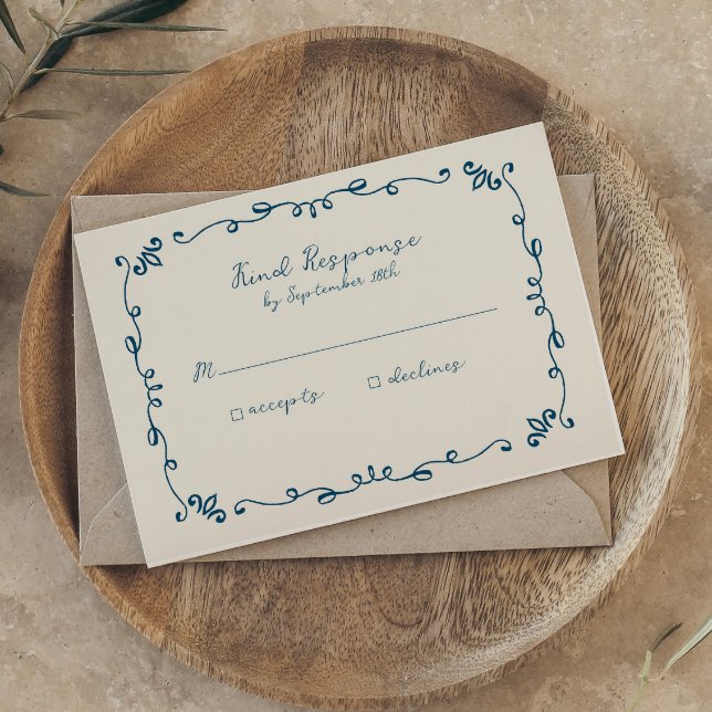 Sweet Whimsical Handwritten Illustrated Wedding RSVP Karte (Von Creator hochgeladen)