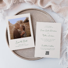 Sweet Whimsical Ivory and Sage | Foto- und QR-Code Save The Date