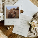Sweet Whimsical Ivory and Sage Green Foto Hochzeit Einladung<br><div class="desc">Diese schlichte und stilvolle Elfenbeincreme-Hochzeitseinladung beinhaltet eine whimsikale,  schlaue,  Vintage Schrift-Typografie sowie Ihr beliebtes persönliches Foto. Ein elegantes,  klassisches minimalistisches Design,  das noch einzigartig und zeitgemäß ist.</div>