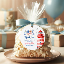 Sweet White Blue Red Nautical Ahoy Boy Lighthouse
