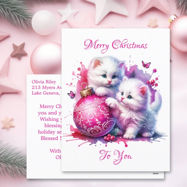 Sweet White Kittens Weihnachten Personalisiert (Von Creator hochgeladen)