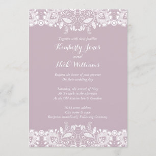 Sweet White Lace Dusty Pink Wedding Einladung