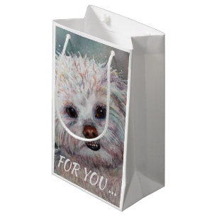 SWEET WHITE MALTESE YORKIE MIX KLEINE GESCHENKTÜTE