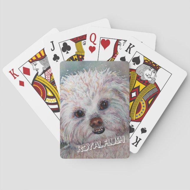 SWEET WHITE MALTESE YORKIE MIX SPIELKARTEN (Rückseite)