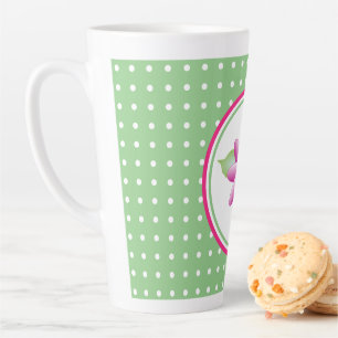 Sweet White Polka-dot Pink Blume Späte Tasse