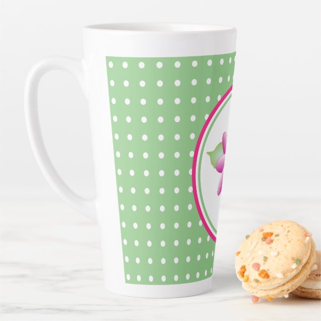 Sweet White Polka-dot Pink Blume Späte Tasse (Beispiel)